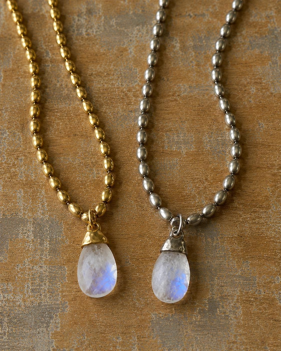 Rainbow Moonstone Pendant Necklace Antique Gold or Silver, June Birthstone Gift, Moonstone Jewelry, Boho Gemstone Necklace,