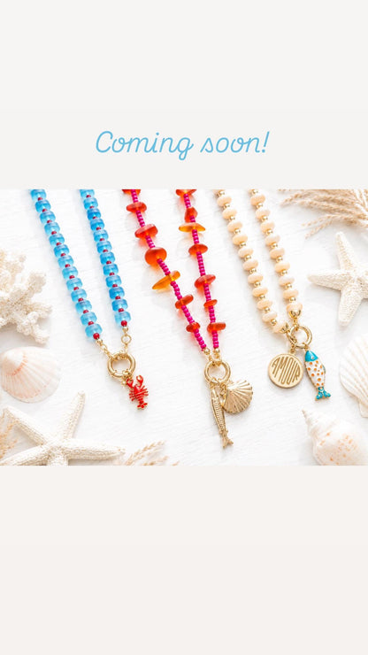 Coastal Charm Necklace Add On, Colorful Gold Fish Charm, Beach & Nautical Charms, Lobster Turtle Shell Charm, Removable Charm Bar Pendant
