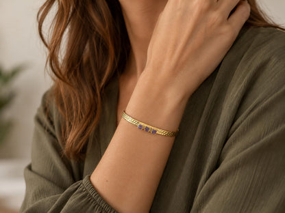 Raw Ruby Cuff Bracelet | Gold Hammered Bracelet with Natural Ruby Stones | Adjustable July Birthstone Jewelry | Gift for Her