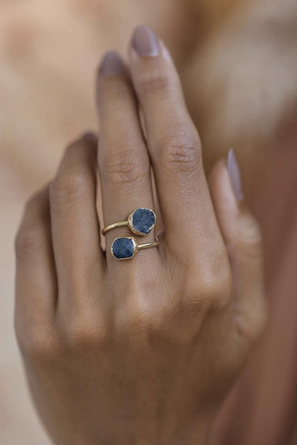 Raw Ruby Open Wrap Ring – Adjustable Gold Ring with Double Red Pink Gemstones – July Birthstone Jewelry