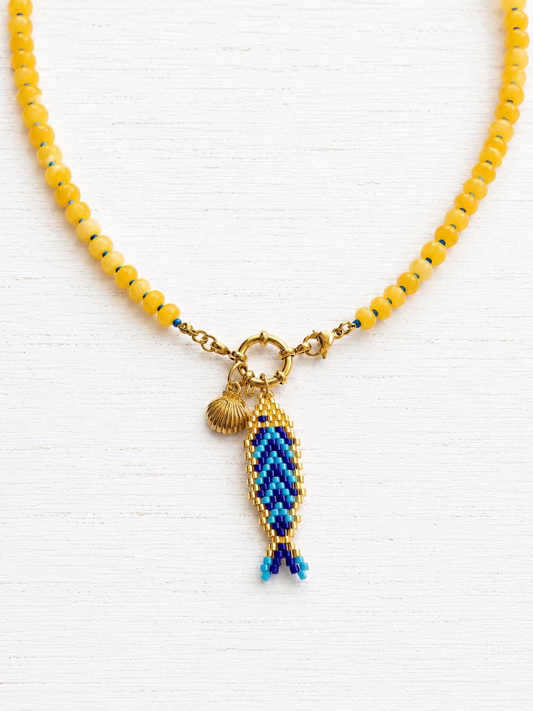 Colorful Beaded Charm Necklace | Front Clasp Candy Necklace | Dopamine Necklace | Interchangeable Charm Jewelry | Coastal Beach Jewelry