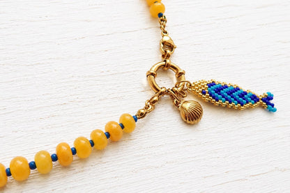 Colorful Beaded Charm Necklace | Front Clasp Candy Necklace | Dopamine Necklace | Interchangeable Charm Jewelry | Coastal Beach Jewelry