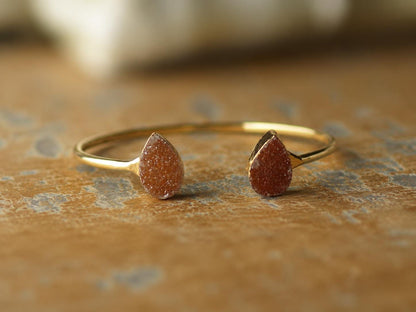 Druzy Cuff Bracelet | Adjustable Gold Gemstone Bracelet | Natural Crystal Open Cuff | Minimalist Gemstone Jewelry | Gift for Her