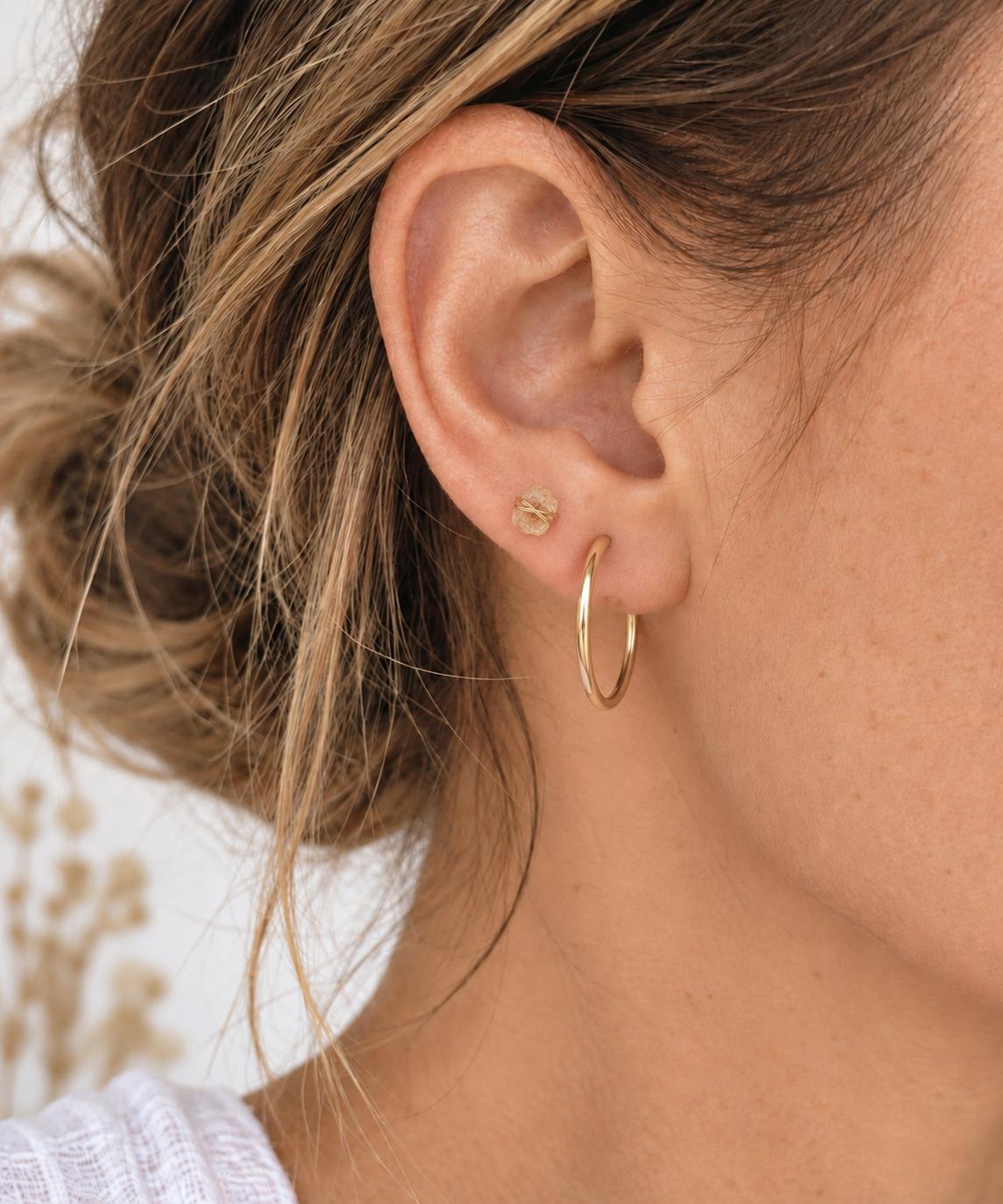 Tiny Citrine Stud Earrings, Dainty Raw Gemstone Crystal Earrings, November Birthstone Jewelry