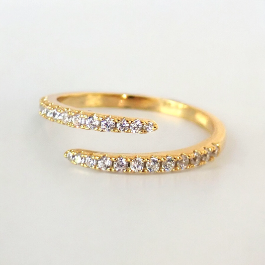 Diamond CZ Spiral Open Wrap Ring