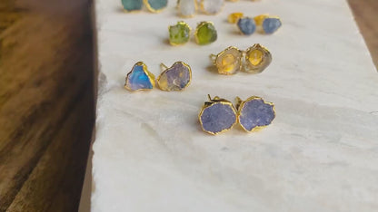 Raw Citrine Stud Earrings, Natural Citrine Post Earrings, Citrine Jewelry, November Birthstone, Crystal Stud Earrings, Raw Gemstone Earrings