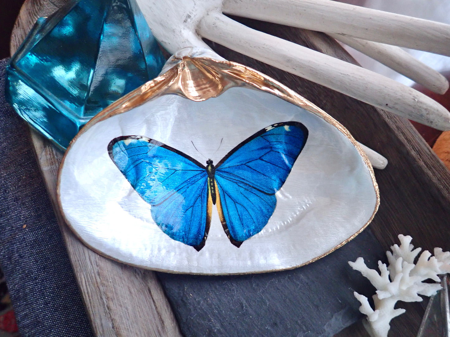 Blue Morpho Butterfly Ring Dish