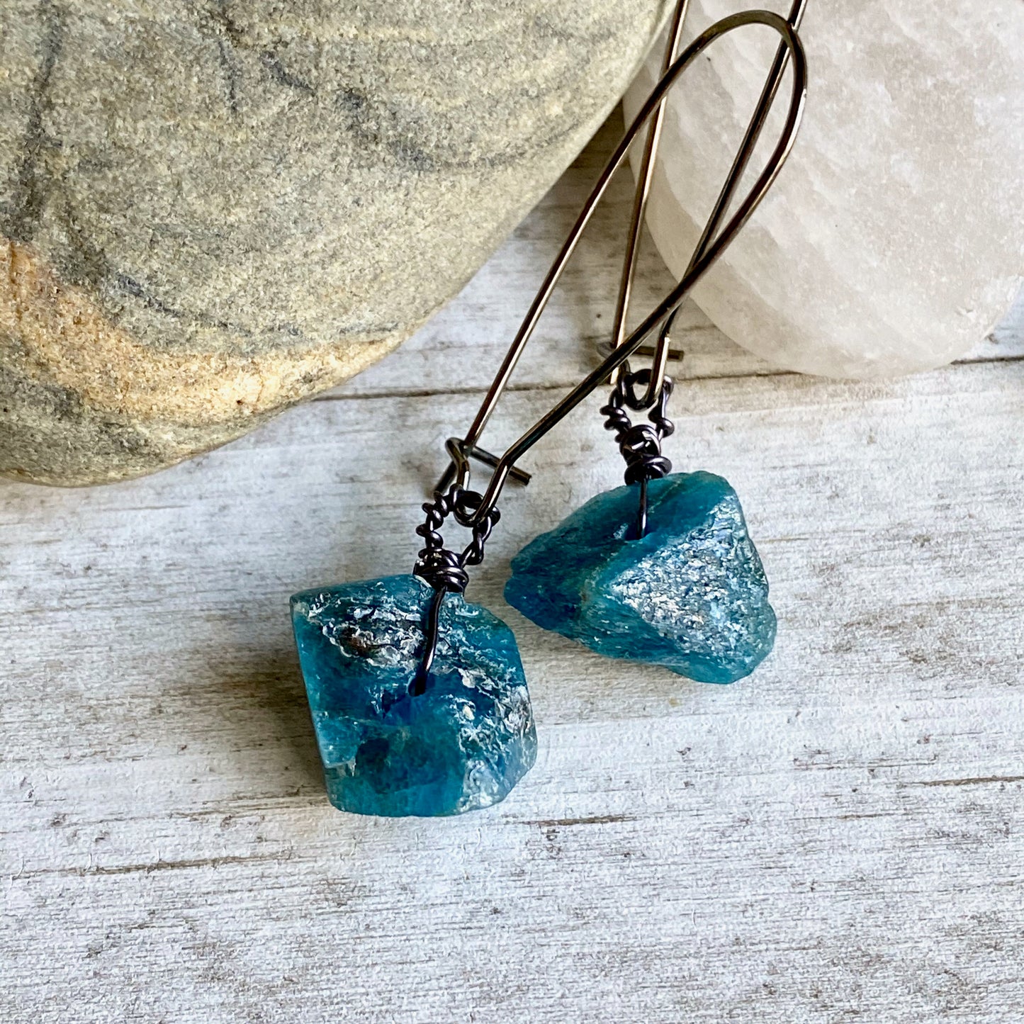 Jasmina  Raw Apatite Earrings