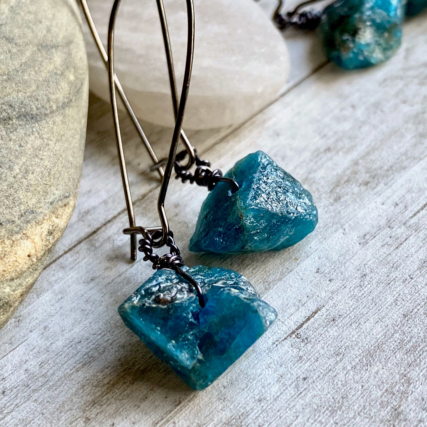 Jasmina  Raw Apatite Earrings