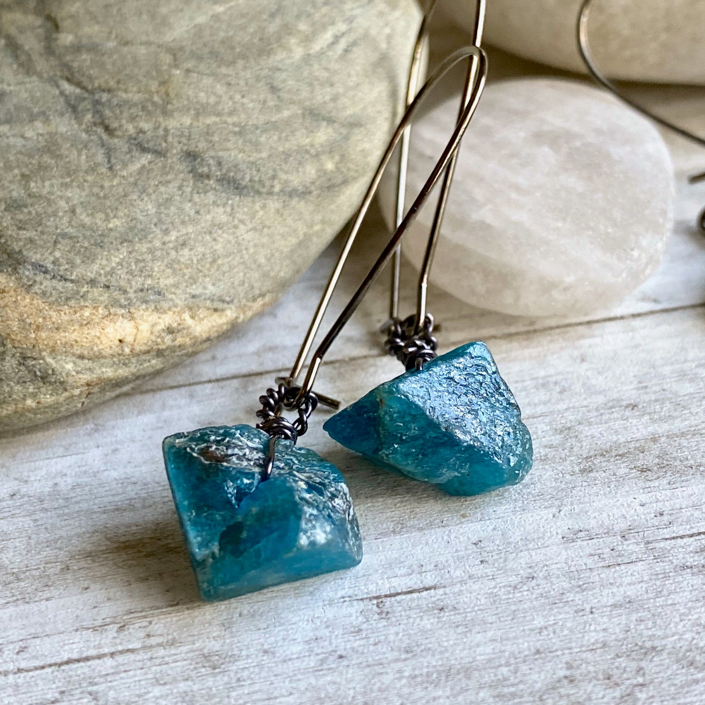 Jasmina  Raw Apatite Earrings