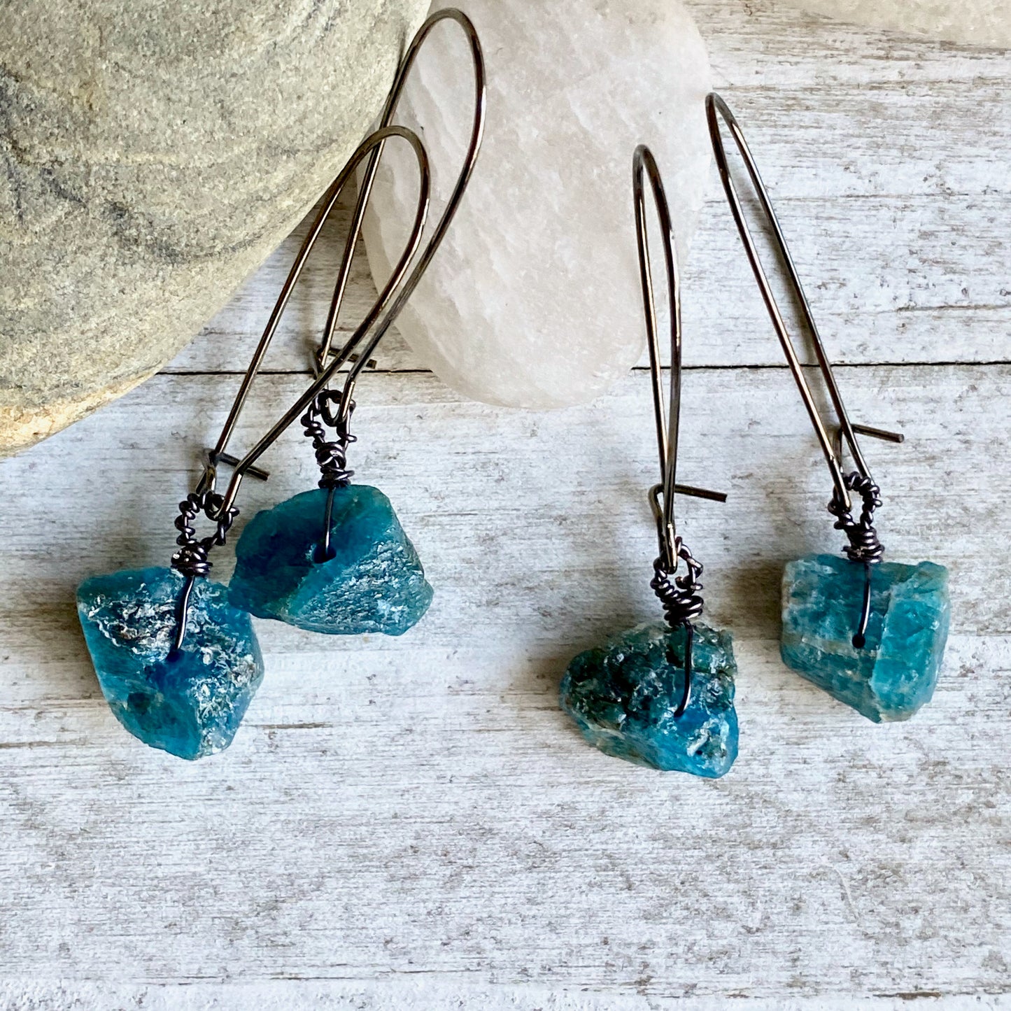 Jasmina  Raw Apatite Earrings