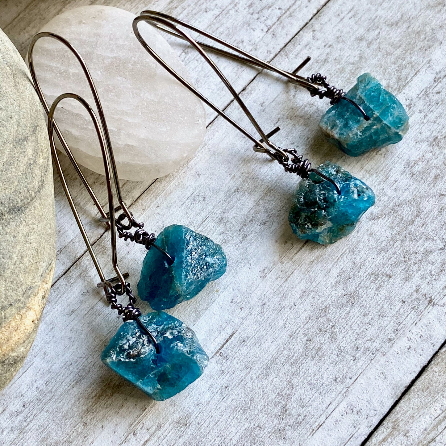 Jasmina  Raw Apatite Earrings