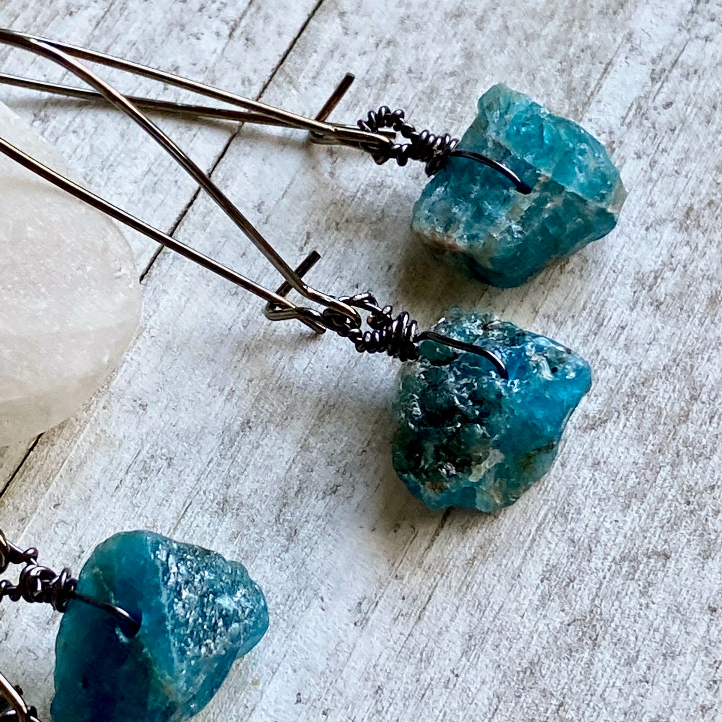 Jasmina  Raw Apatite Earrings