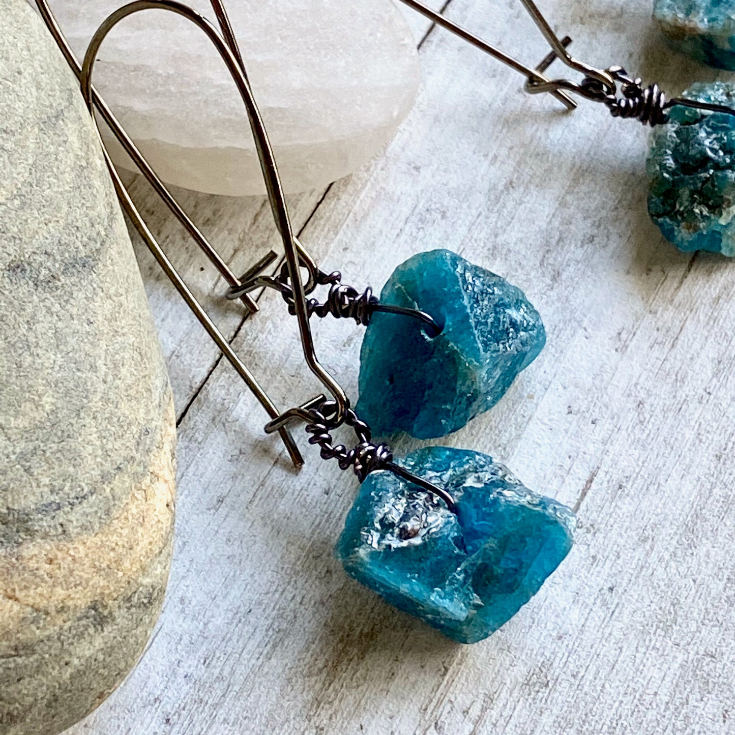 Jasmina  Raw Apatite Earrings