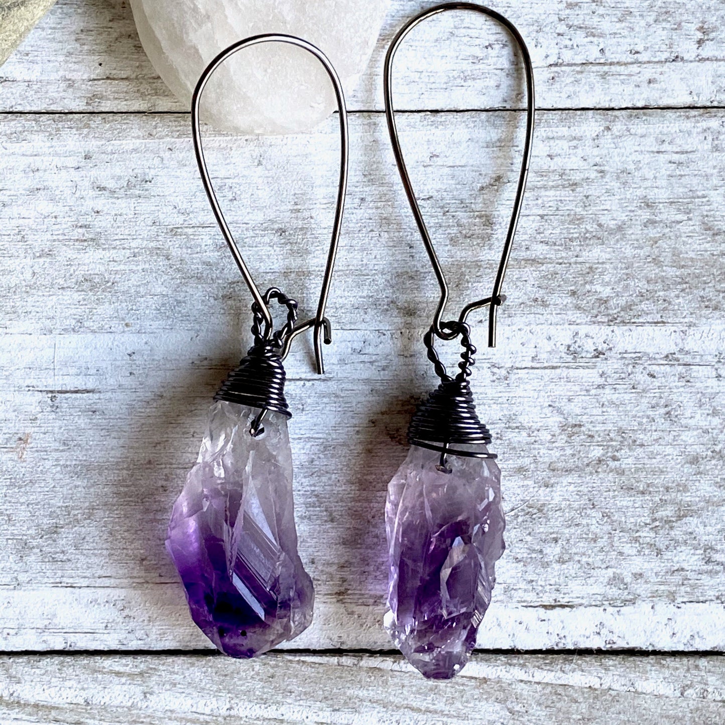 Tears of Argenon Amethyst Nugget Dangle Earrings