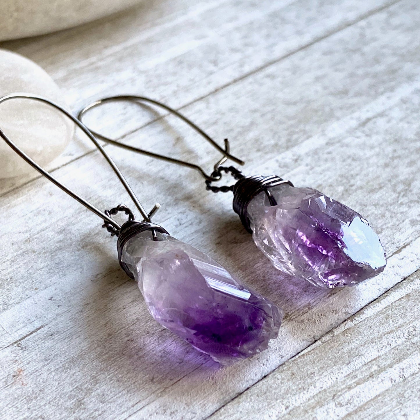 Tears of Argenon Amethyst Nugget Dangle Earrings