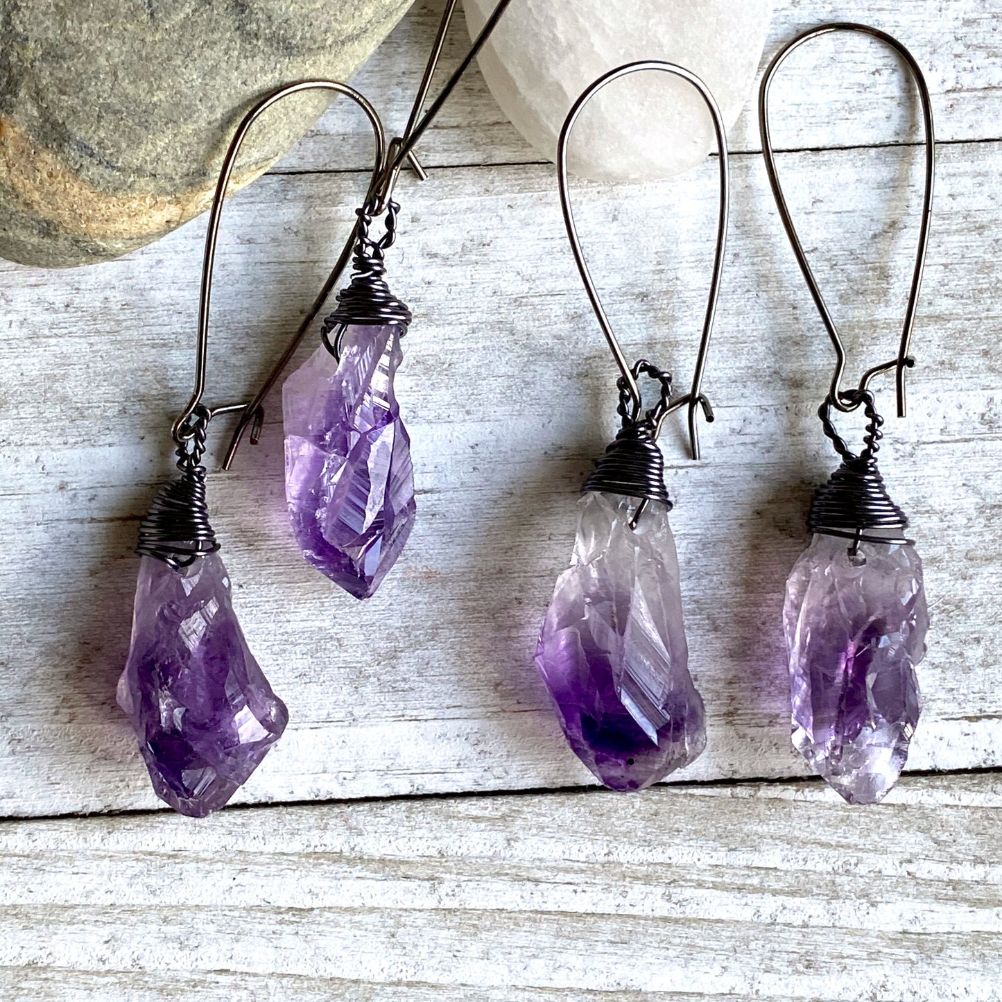 Tears of Argenon Amethyst Nugget Dangle Earrings