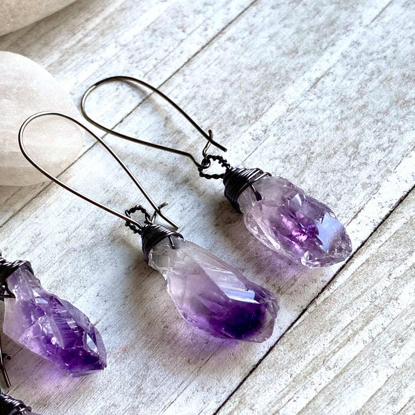 Tears of Argenon Amethyst Nugget Dangle Earrings