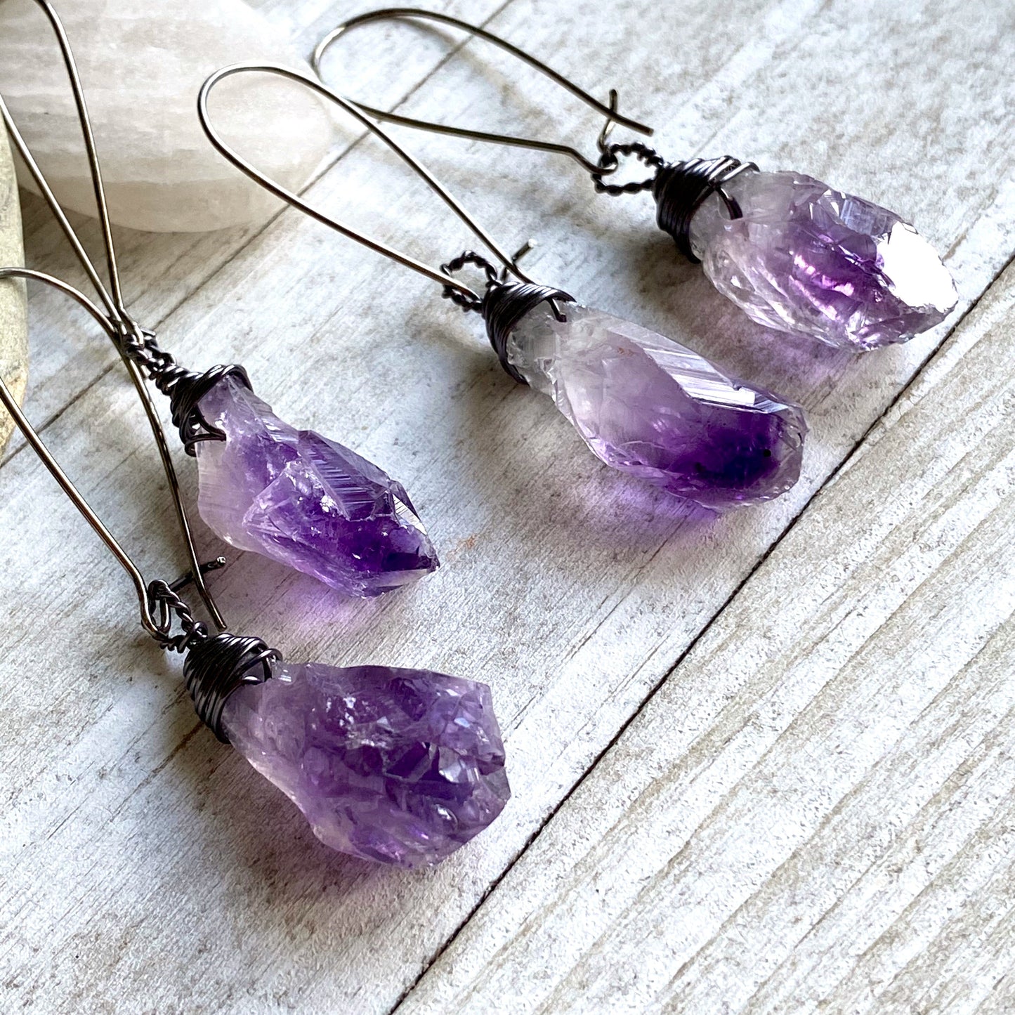 Tears of Argenon Amethyst Nugget Dangle Earrings