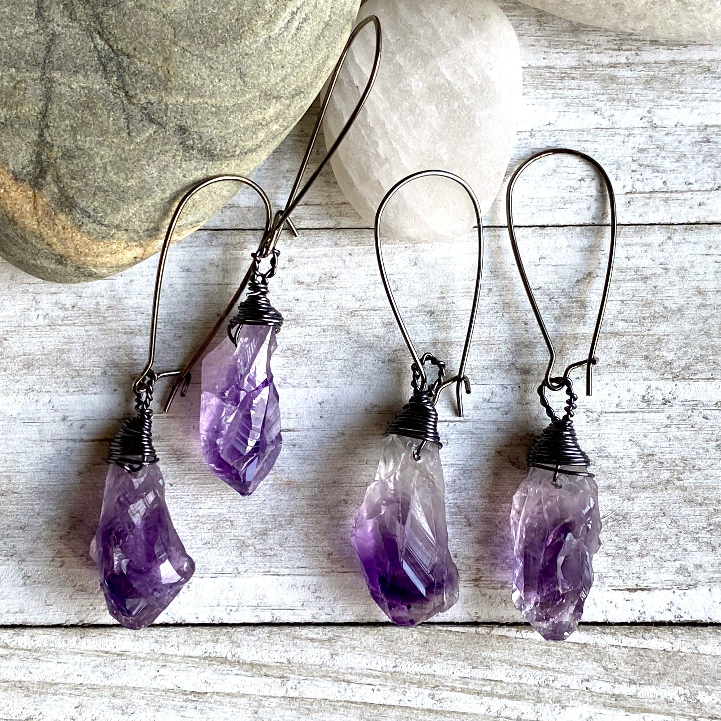 Tears of Argenon Amethyst Nugget Dangle Earrings