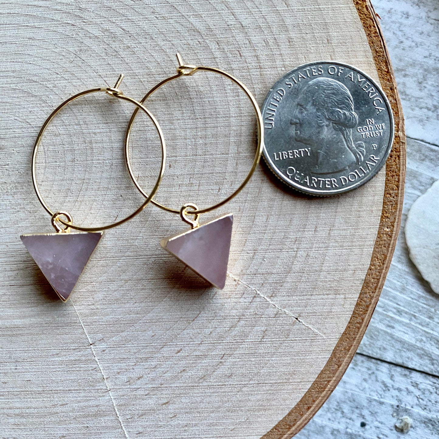 Rosalind Rose Quartz Hoops