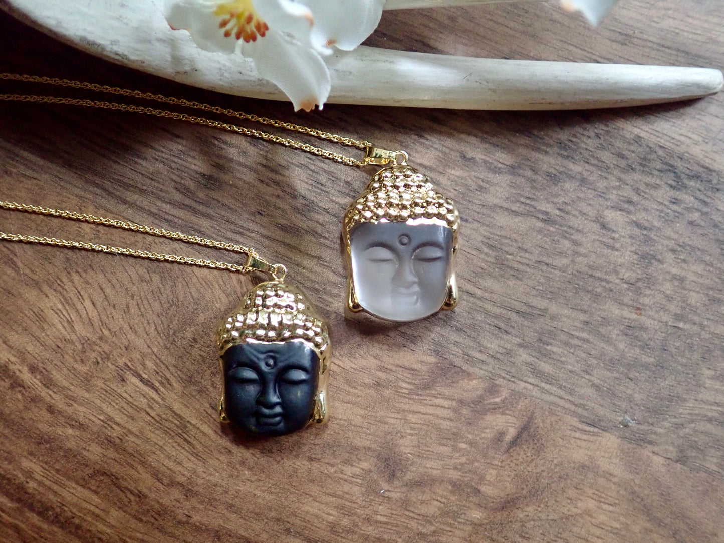 Frosted Glass Buddha Necklace