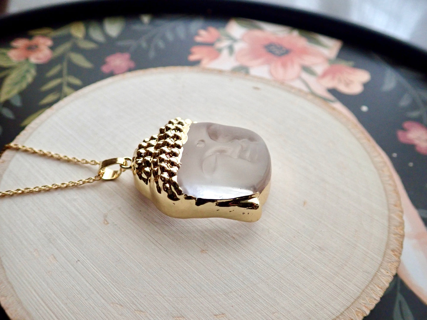 Frosted Glass Buddha Necklace