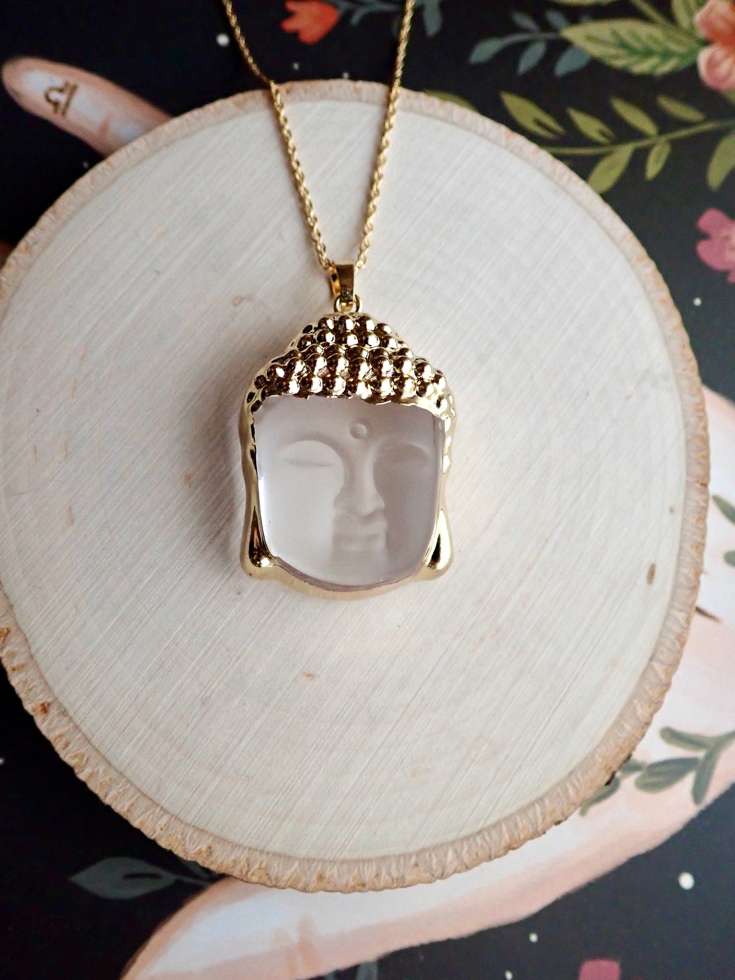 Frosted Glass Buddha Necklace