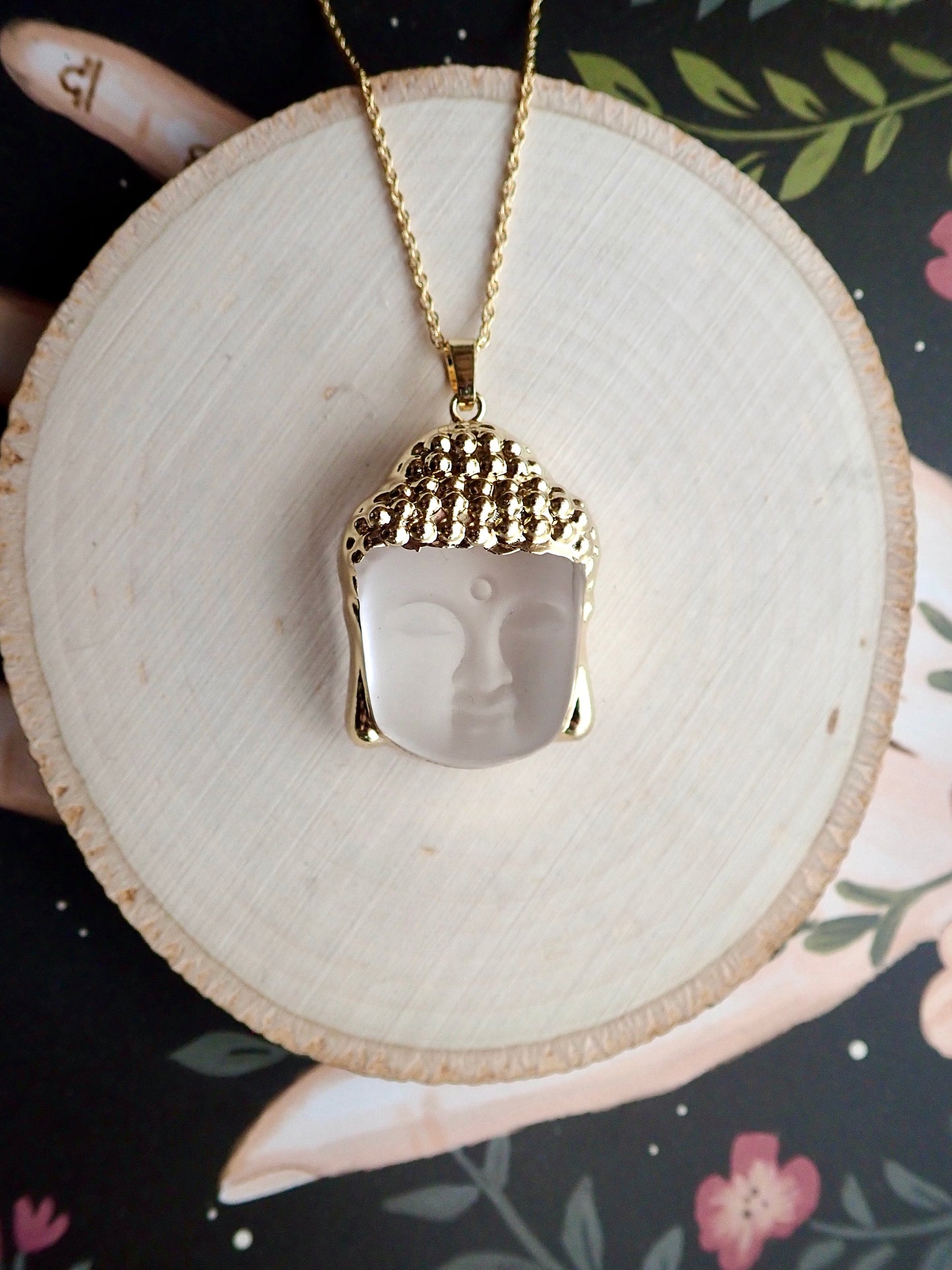 Frosted Glass Buddha Necklace