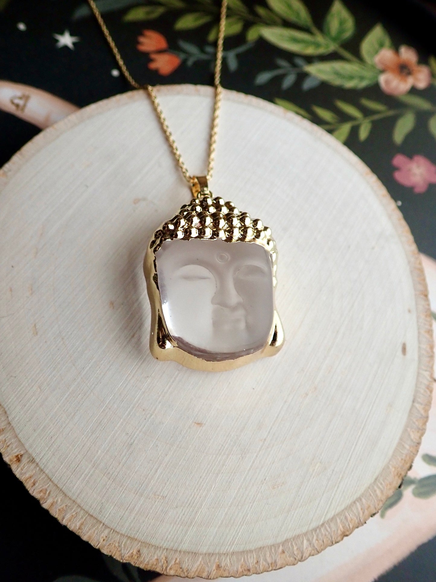 Frosted Glass Buddha Necklace
