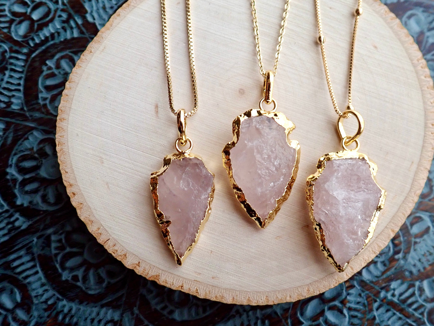 Rose Quartz Arrowhead Necklace