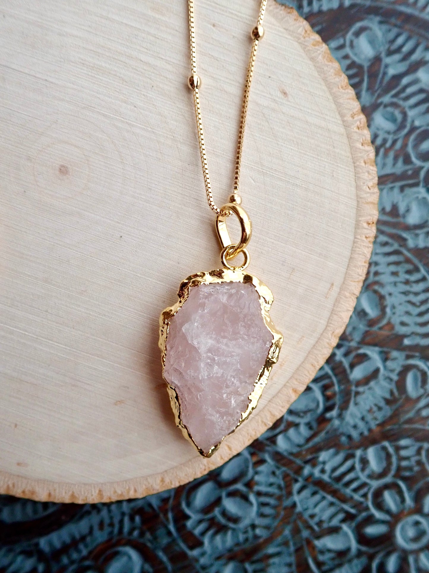 Rose Quartz Arrowhead Necklace