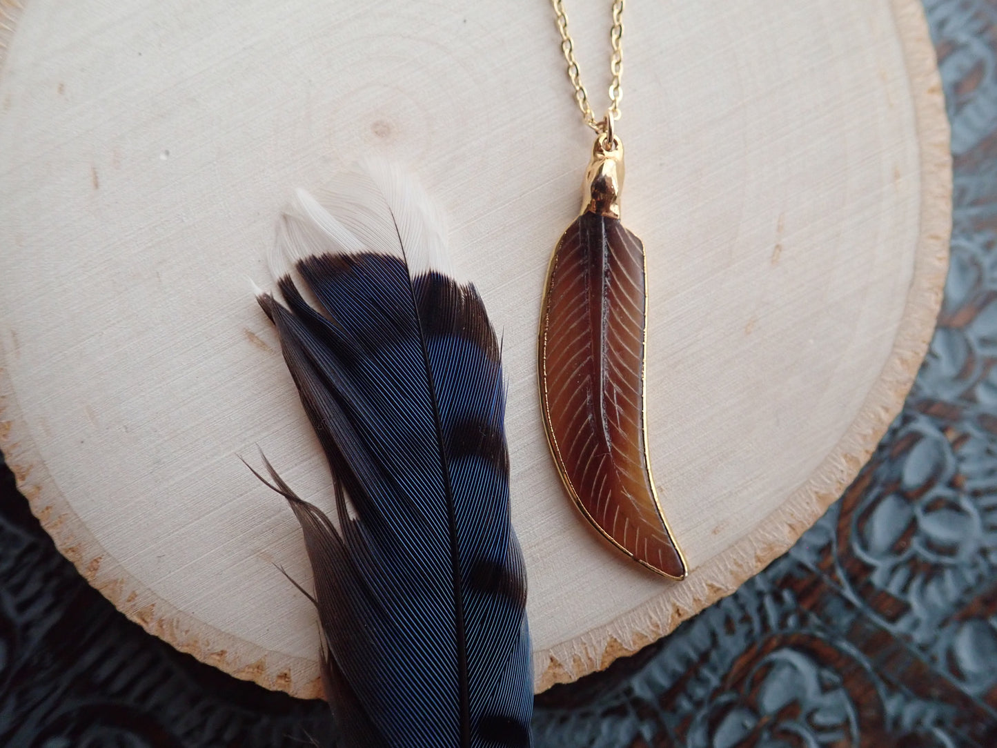 Tuaco Carved Feather Necklace