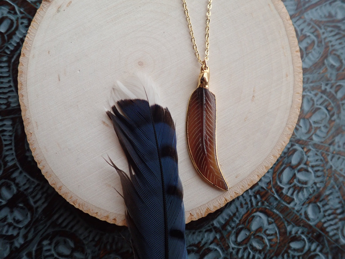 Tuaco Carved Feather Necklace