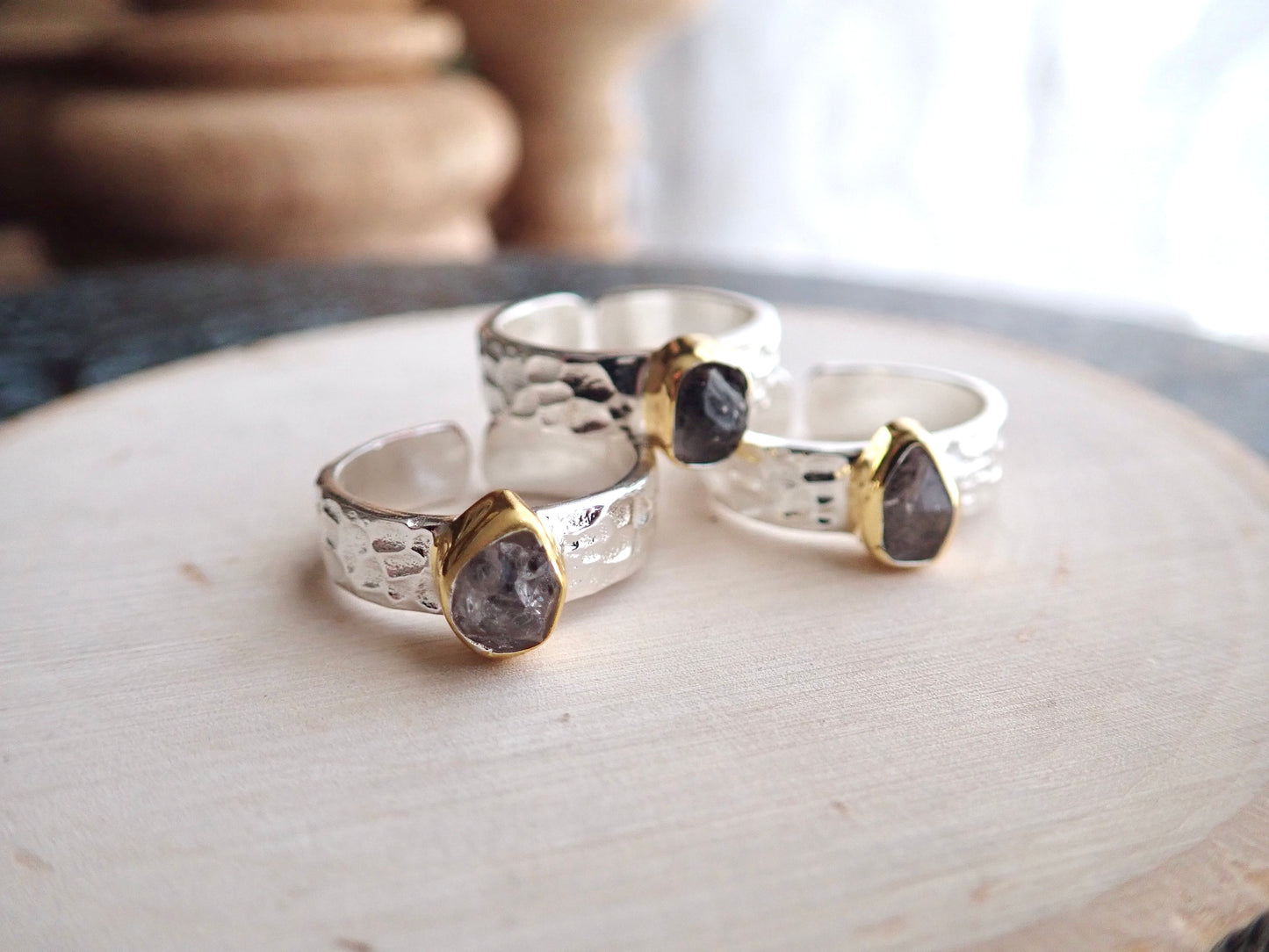 Etna Silver and Gold Herkimer Diamond Ring