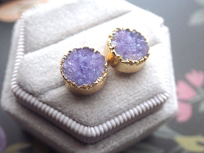Puglia Purple Druzy Stud Earrings