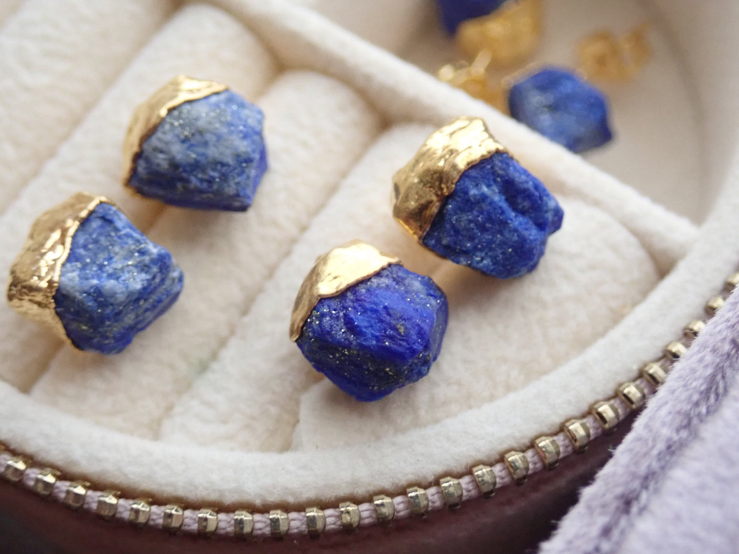 Dipped Lapis Lazuli Stud Earrings