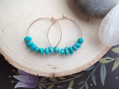 White Water Turquoise Hoops