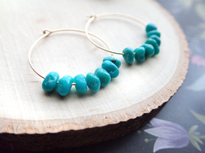 White Water Turquoise Hoops