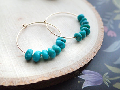 White Water Turquoise Hoops