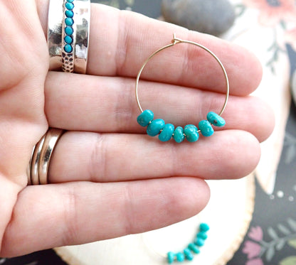 White Water Turquoise Hoops
