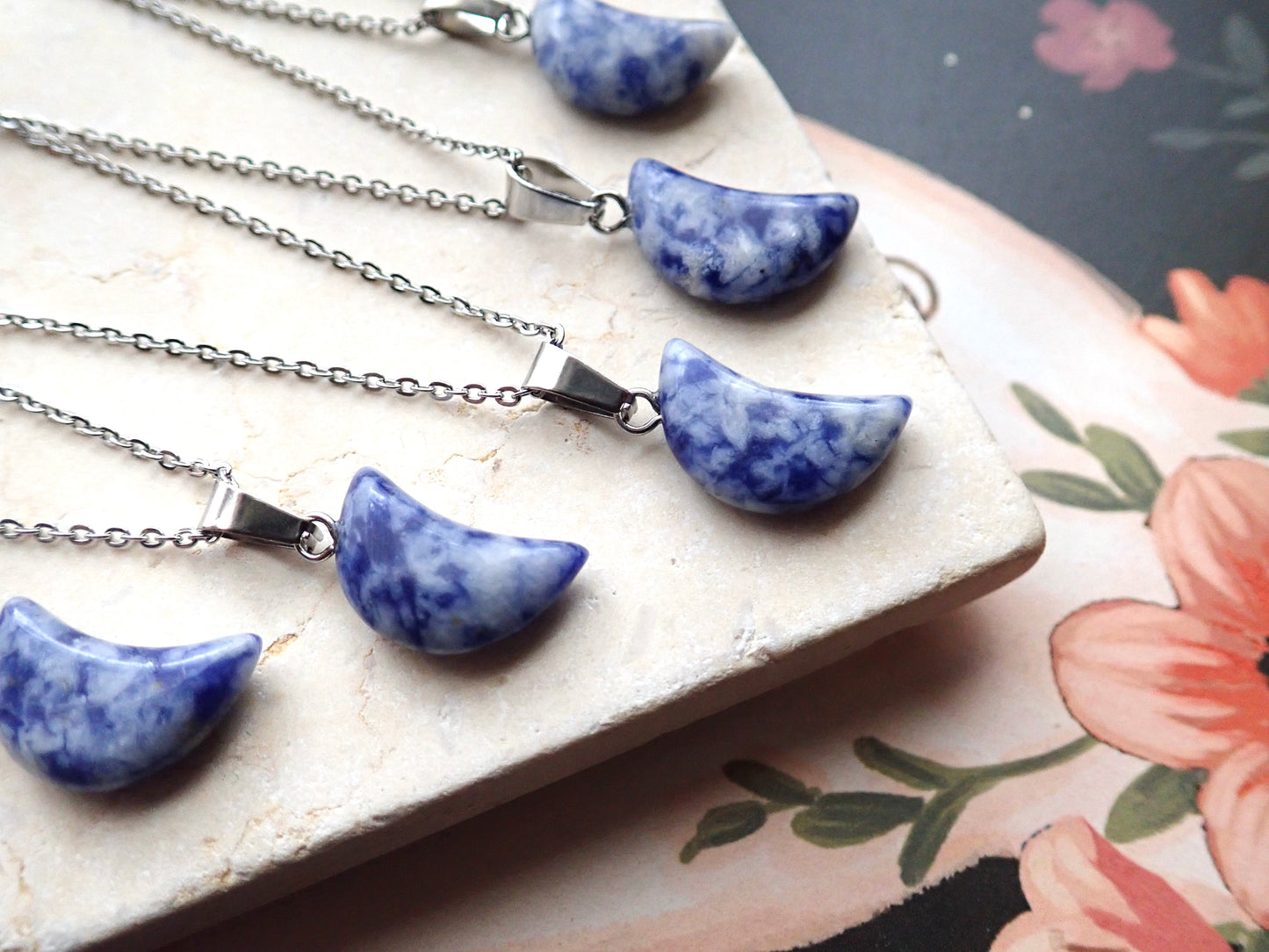 Tycho Lapis Lazuli Crescent Moon Necklace