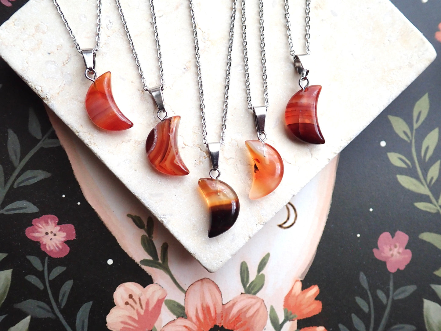 Tycho Carnelian Crescent Moon Necklace