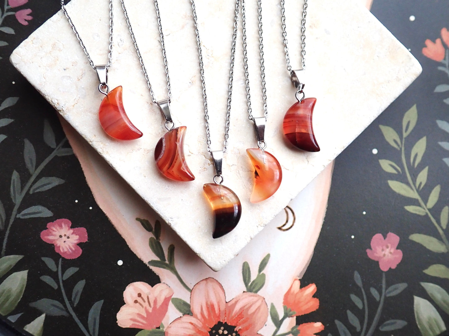 Tycho Carnelian Crescent Moon Necklace