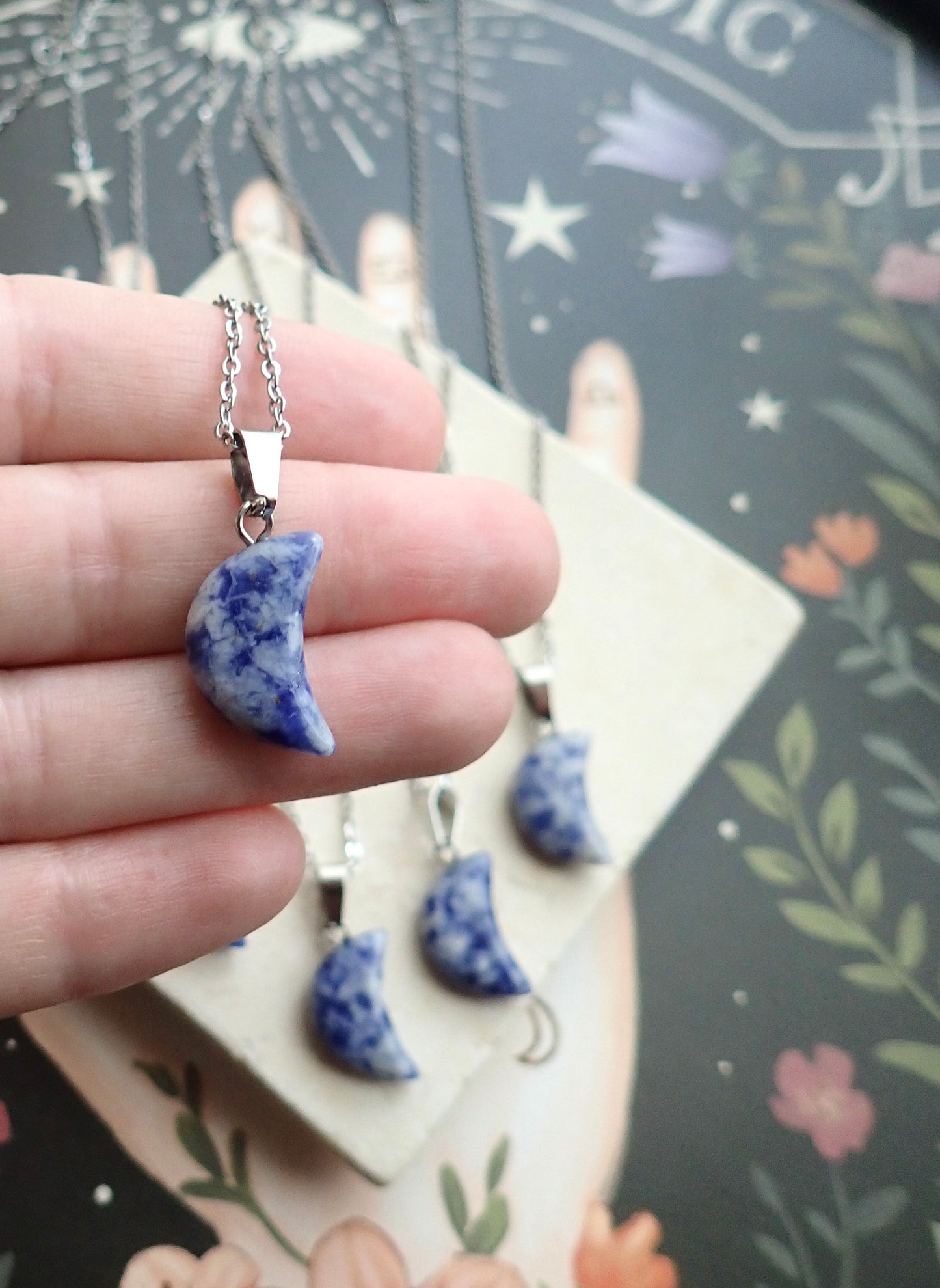 Tycho Lapis Lazuli Crescent Moon Necklace