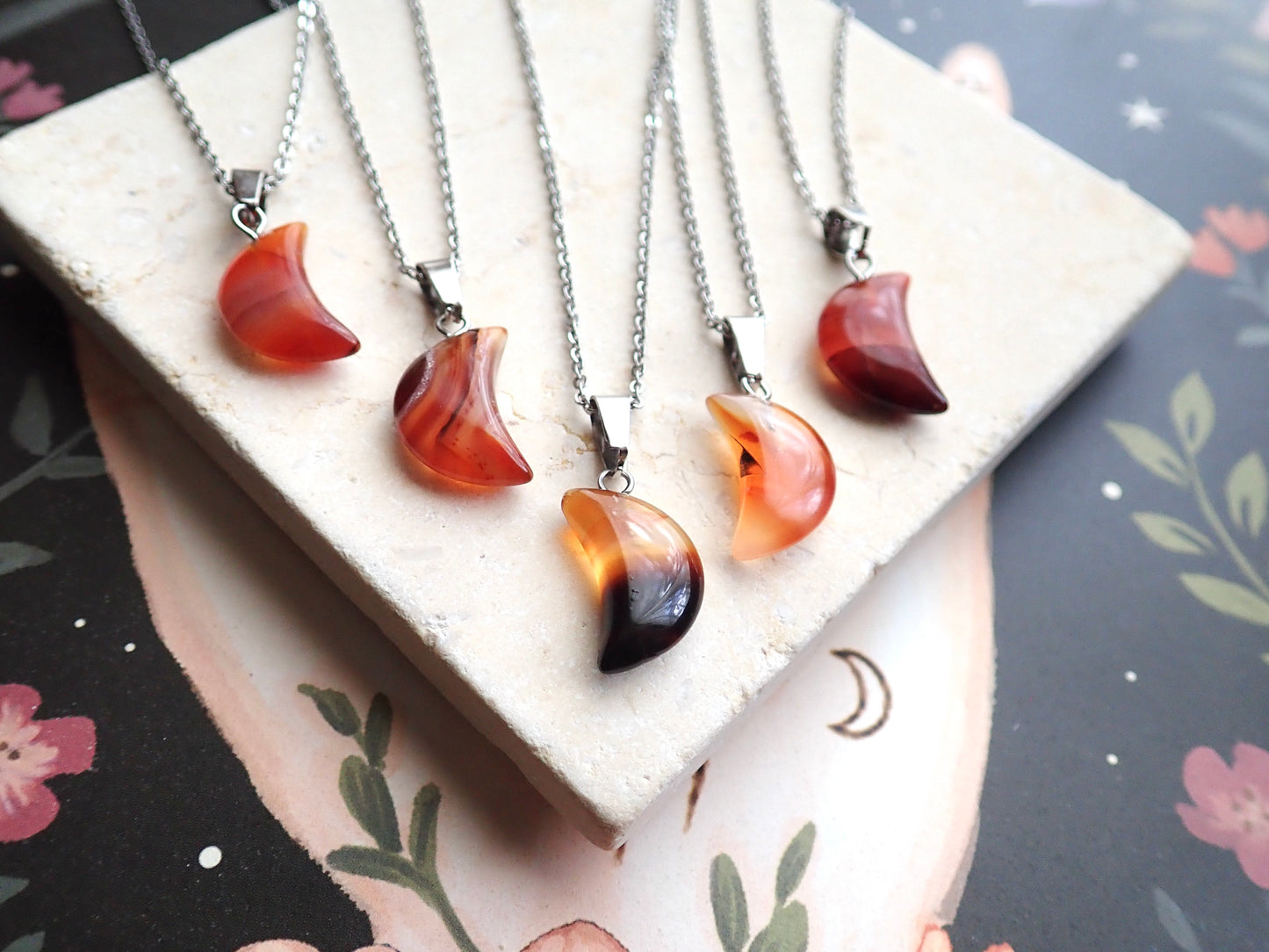 Tycho Carnelian Crescent Moon Necklace