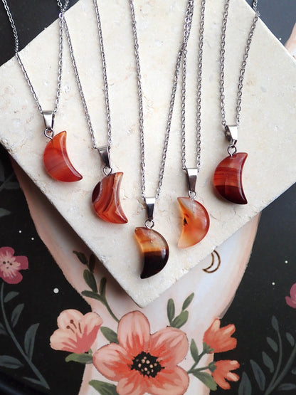 Tycho Carnelian Crescent Moon Necklace