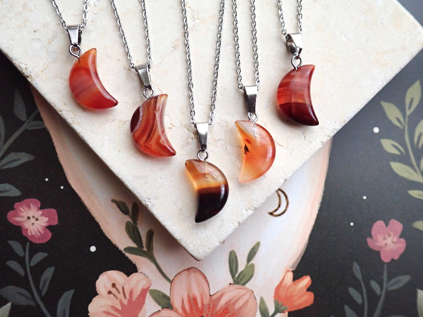 Tycho Carnelian Crescent Moon Necklace