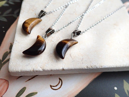 Tycho Tiger Eye Crescent Moon Necklace