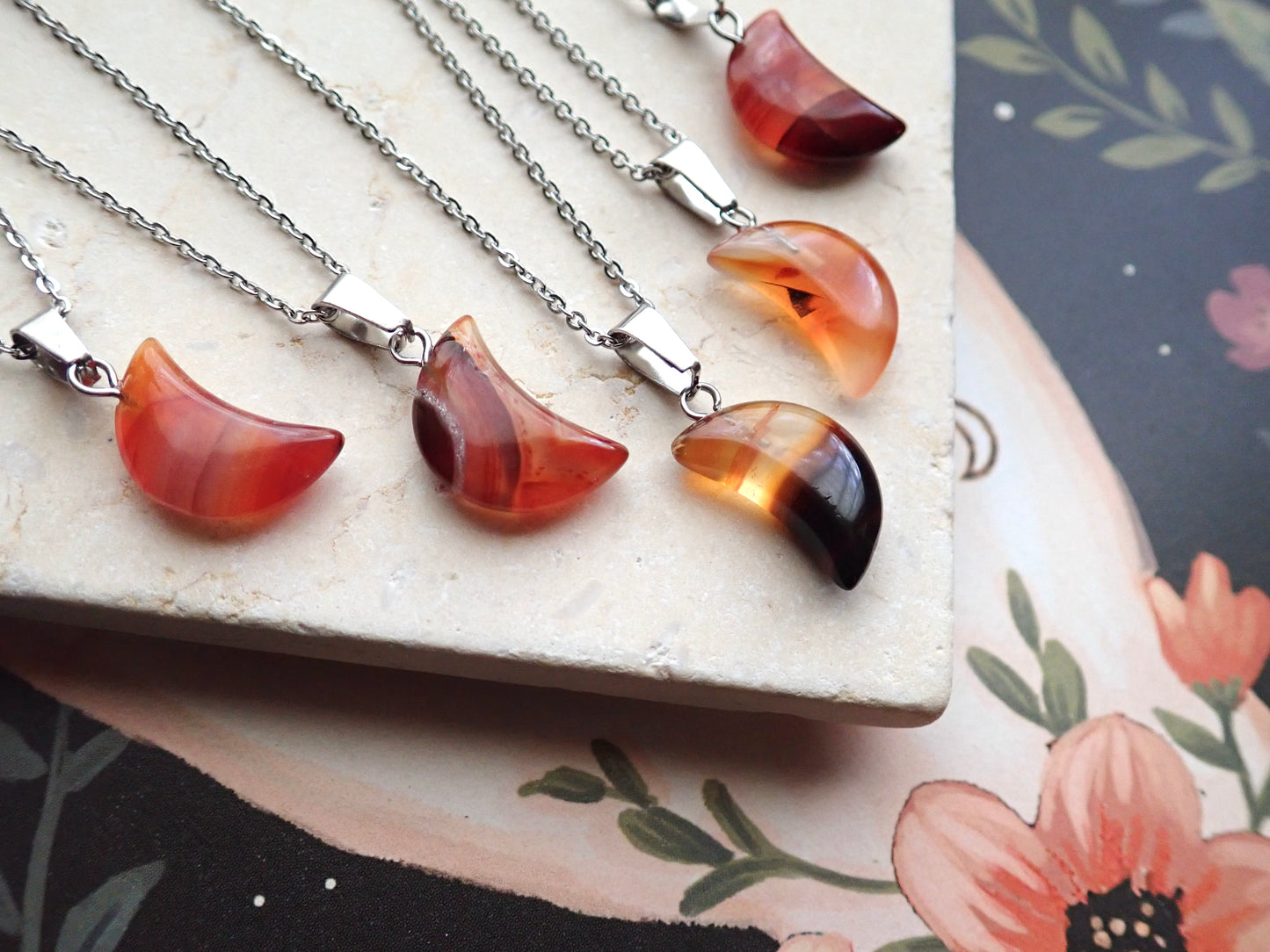 Tycho Carnelian Crescent Moon Necklace